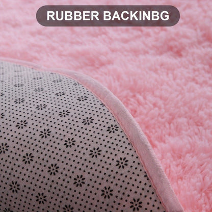 Area Rug, Round Shaggy Plush Carpet in Seven Colors and 4-, 5- or 6-Foot Diameters with Spot-Clean Care