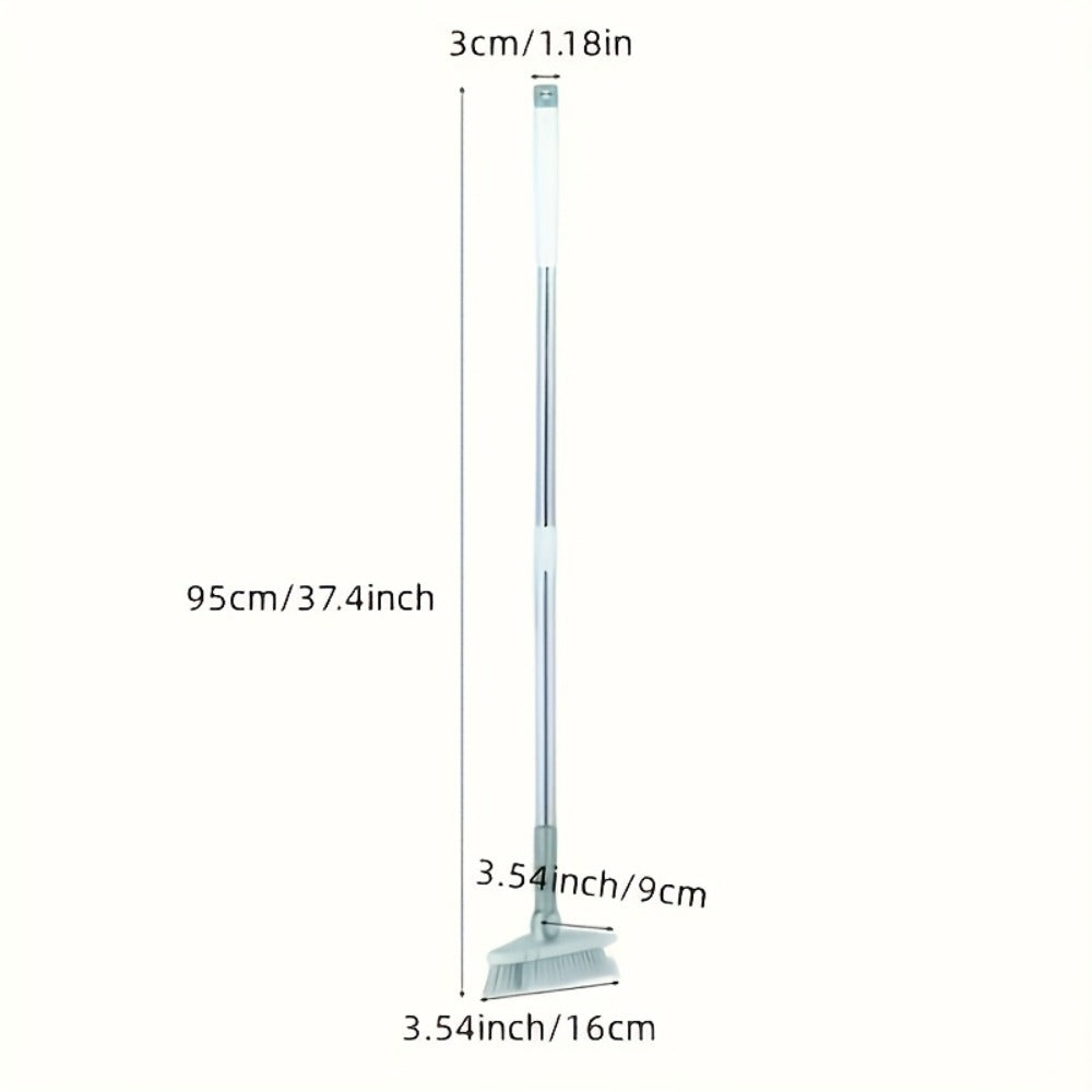 Triangular Floor Scrub Brush with 37.4-Inch Sectional Handle, Mixed Bristles and Pivoting Corner Head