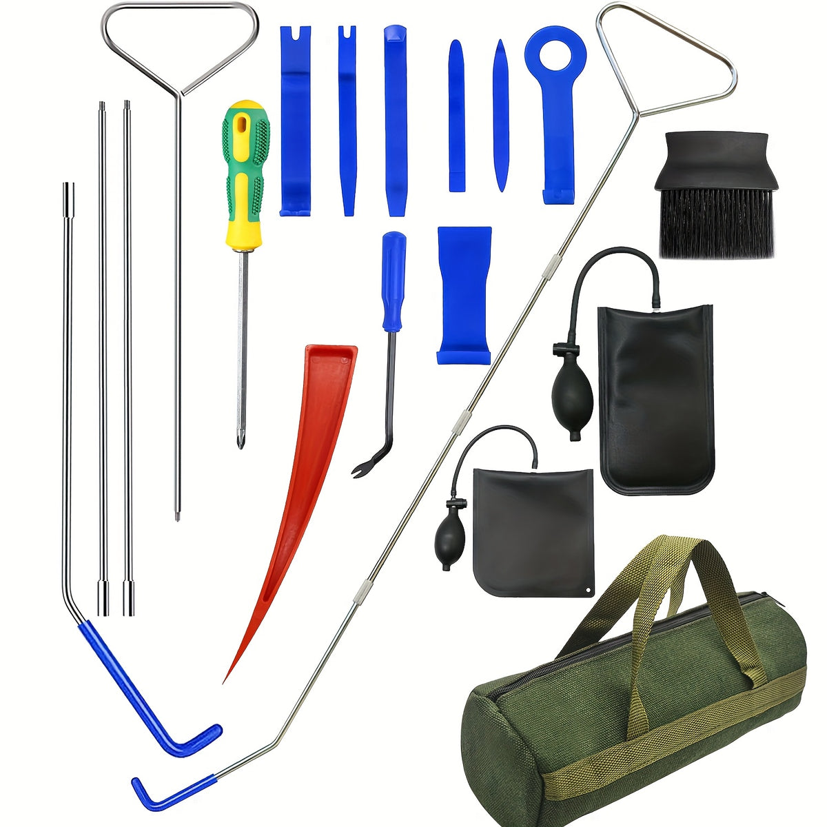 Car Lockout Kit Emergency Door Opener Tool Set with Carrying Bag - Portable Vehicle Unlock Kit for Locked Car Doors