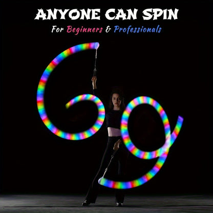 Glow Poi Balls LED Spinning Set 1 Pair – Rainbow Fade & Strobe Light Up Poi for Beginners & Professionals Flow Arts Dance Rave Festival Performance Toy Gift