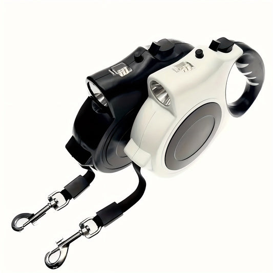LED Retractable Dog Leash 16 Feet with Built-In Lights for Night Walks - Adjustable Durable PVC Traction Line for Small & Medium Dogs, Available with or without Light in Black Pink Red