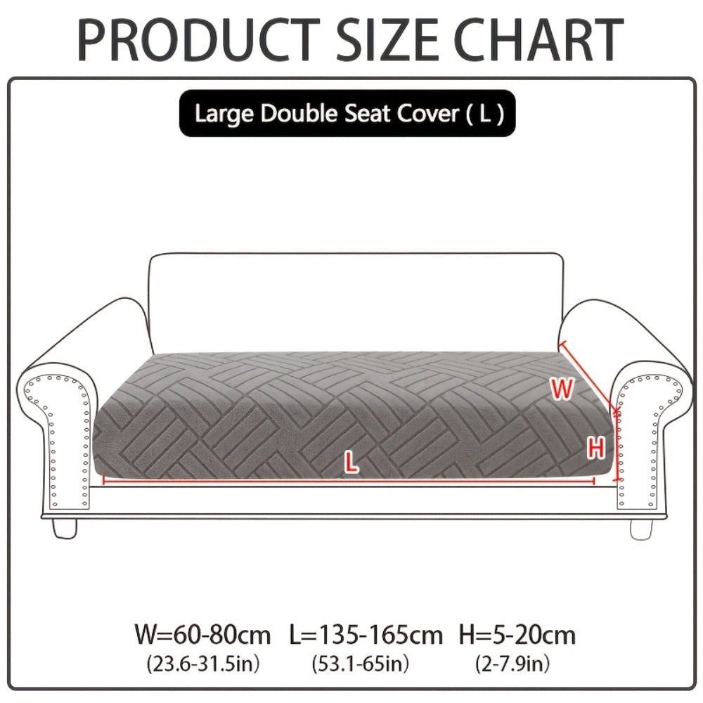 Sofa Cover, Deep Gray Stretch Seat and Chaise Slipcover with Elastic-Band Edge in Six Size Options