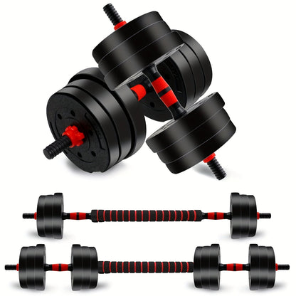 Adjustable Dumbbell Set 44lb | Men Women Free Weight Barbell with Thick Connecting Bumper Plates | Home Gym Strength Training Equipment Combo for Fitness Workout Black