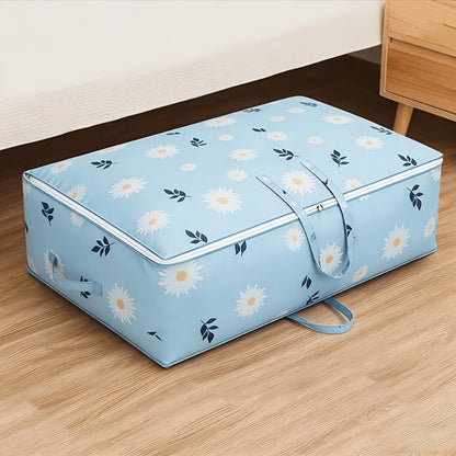 Six-Piece Under-Bed Storage Bag Set with Daisy Print, Dual Handles and 27.56 x 11.81 x 15.75-Inch Size