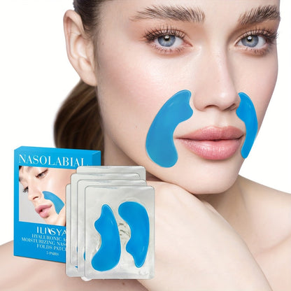 Nasolabial Fold Patches 3 Boxes - Hyaluronic Acid & Collagen Laugh Line Sticker, Lifting Tightening Anti-Wrinkle Nose Line Patch, Skin Elasticity Daily Skincare for Women