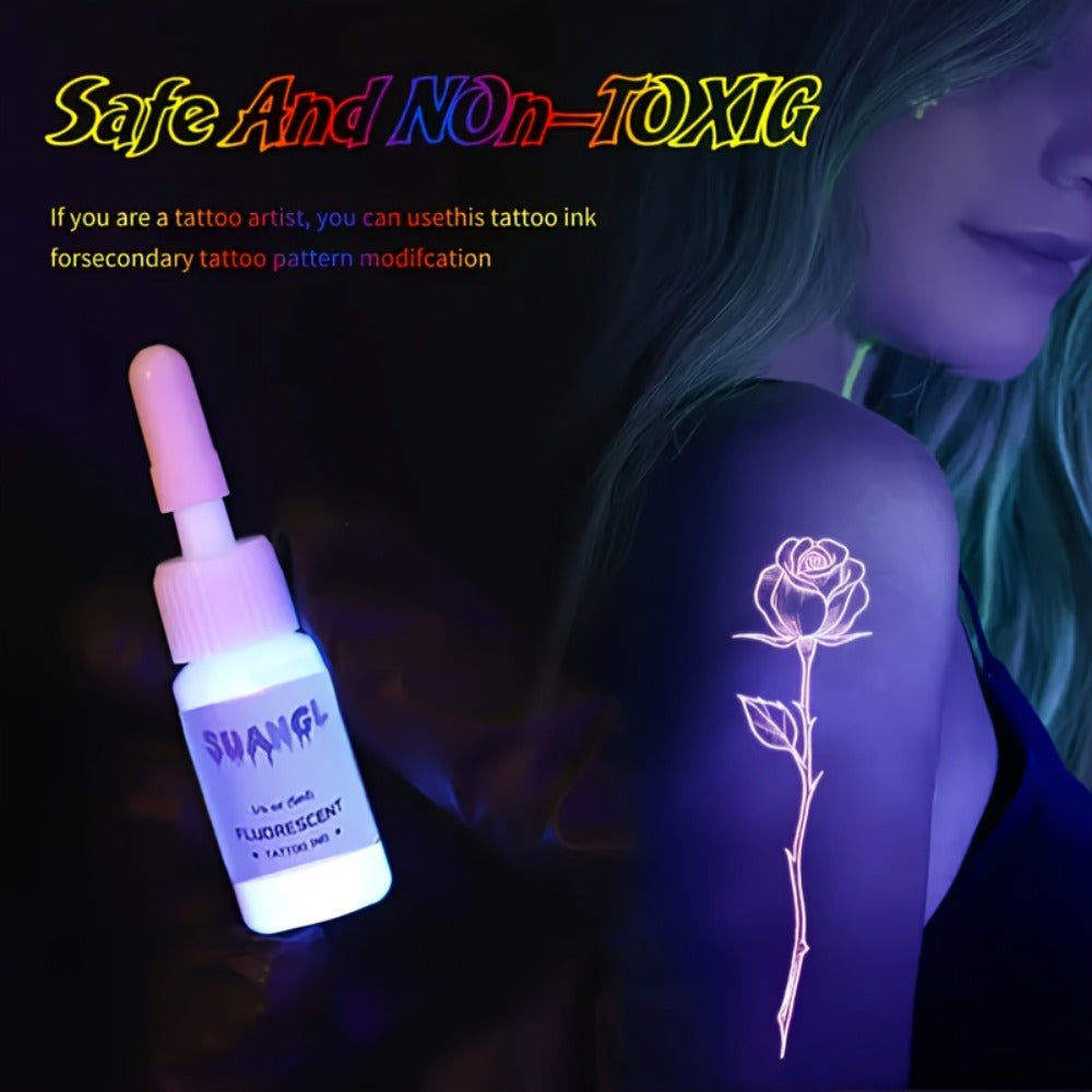 UV Blacklight Tattoo Ink Set Fluorescent Glow in the Dark 5ml Bottles UV Reactive Tattoo Dye for Body Art Glow Parties Festivals 5 8 11 15 Colors