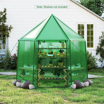 Walk-In Greenhouse All-Weather PE Cover & Rust-Resistant Frame | Zippered Door Vent Windows | Heavy-Duty Outdoor Plant Shelter for Garden Yard Balcony