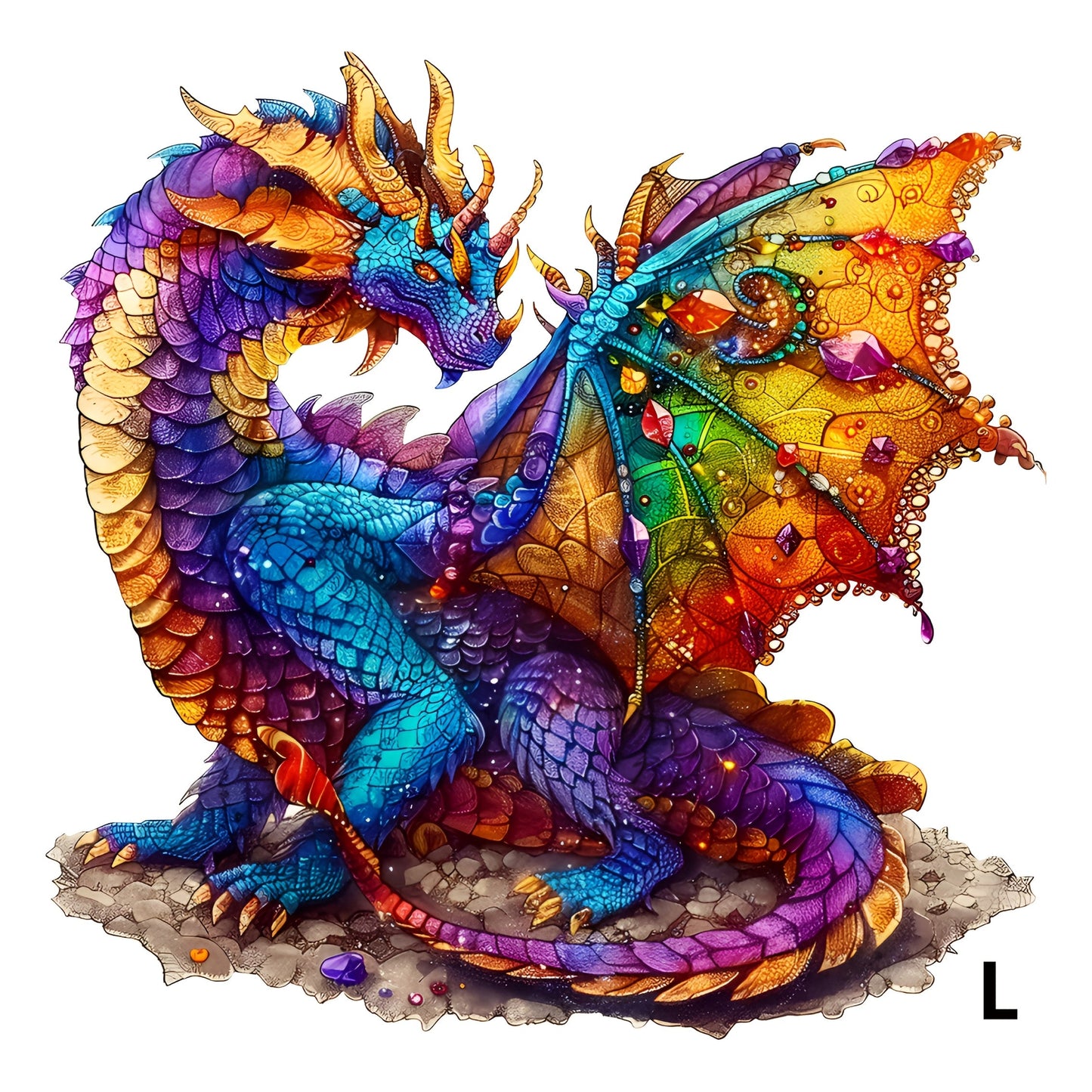 Dragon Wooden Jigsaw Puzzle with Irregular Animal-Shaped Pieces in Exact Small or Large Size Options