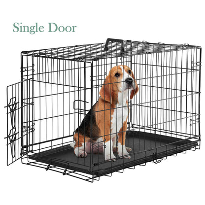 Folding Wire Dog Crate in 24, 30 or 36 Inches with Divider, Removable Tray and Door Options