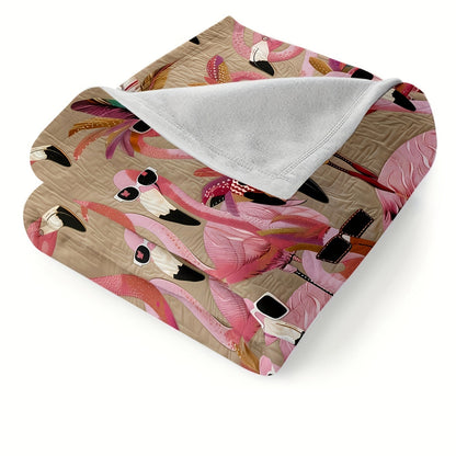 Flamingo-Print Flannel Throw Blanket in Three Exact Checkout Sizes from 40 x 50 to 60 x 80 Inches