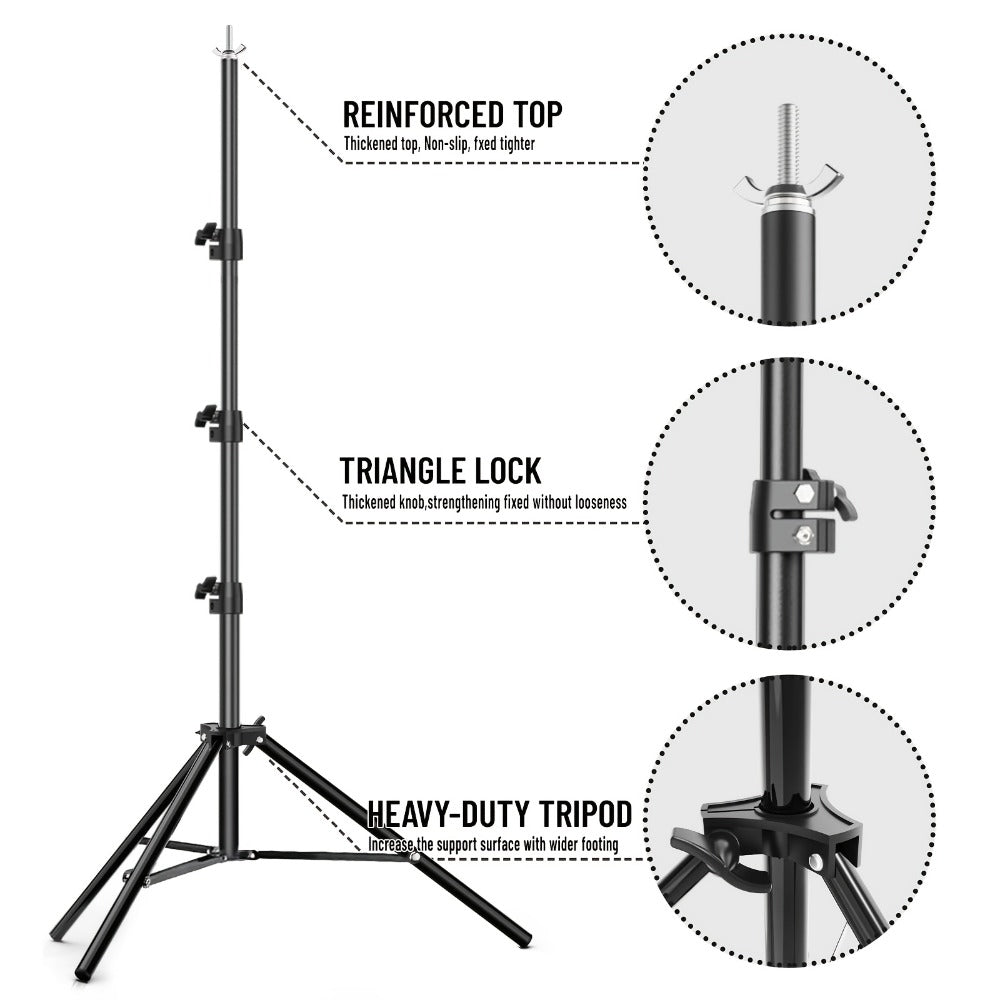 Photography Backdrop Support Kit in 10 x 10-Foot Size with Two Tripods, Four Crossbars, Four Clamps and Carry Bag