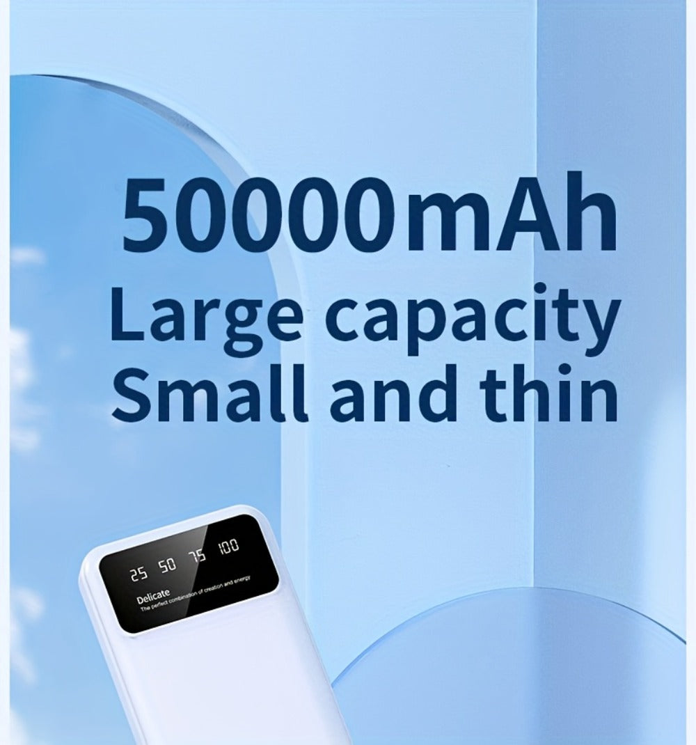 Power Bank 50000mAh with Dual USB Ports, Digital Battery Display and Three Color Options for Travel