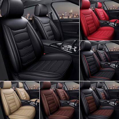 Car Seat Covers Full Set 5-Seat – Faux Leather Waterproof, Airbag Compatible, Front Storage Bag, Universal Fit Sedan SUV Truck Van, Luxury Brown / Pink / Black Pink