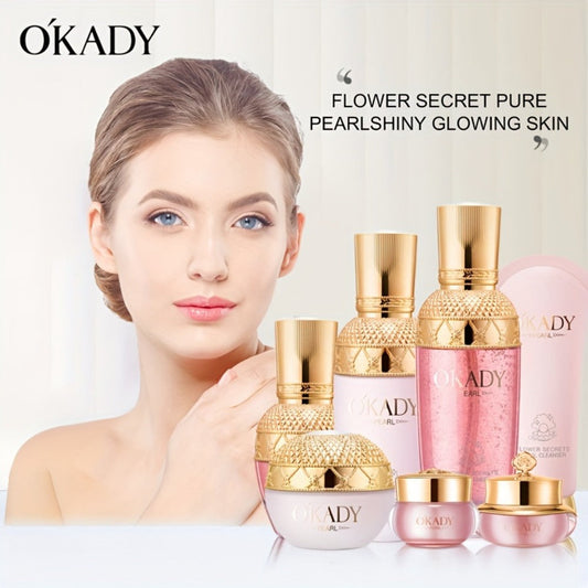 Luxury Skincare Gift Box 7 Piece Pearl Protein Glycerin Moisturizing Facial Skin Care Set with Pearl Nectar Serum for Women Birthday Holiday Christmas Gift