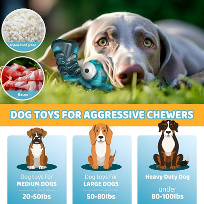 Dog Toy Blue Nylon Dragonfly Chew Design with Bacon Flavor and Textured Wings for Medium Large Dogs