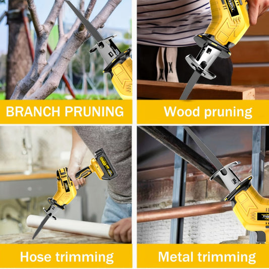Cordless Reciprocating Saw - Electric Reciprocating Saw with Safety Lock, Large Capacity Battery & Charger, Variable Speed for Wood, Metal & Demolition Cutting, DIY Home Renovation Power Tool