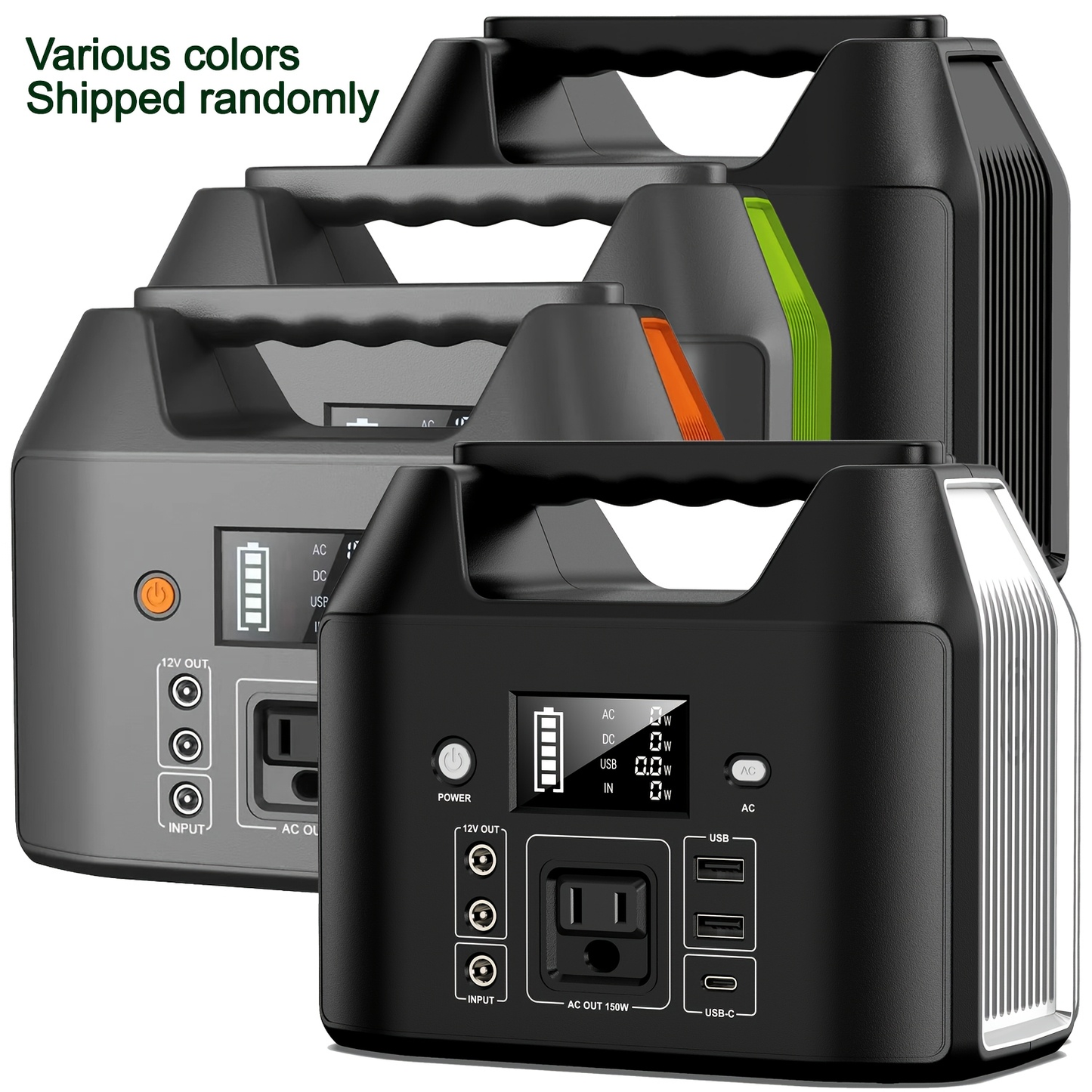 Portable Power Station 576Wh 650W or Compact 150W Configuration with Six Outputs and LED Light