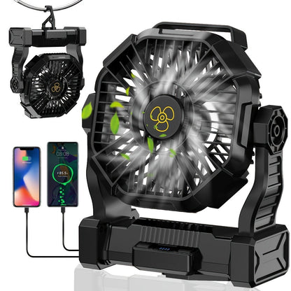 20000mAh-Label Camping Fan with Hanging Hook, LED Lantern and Six Color Checkout Options Pictured