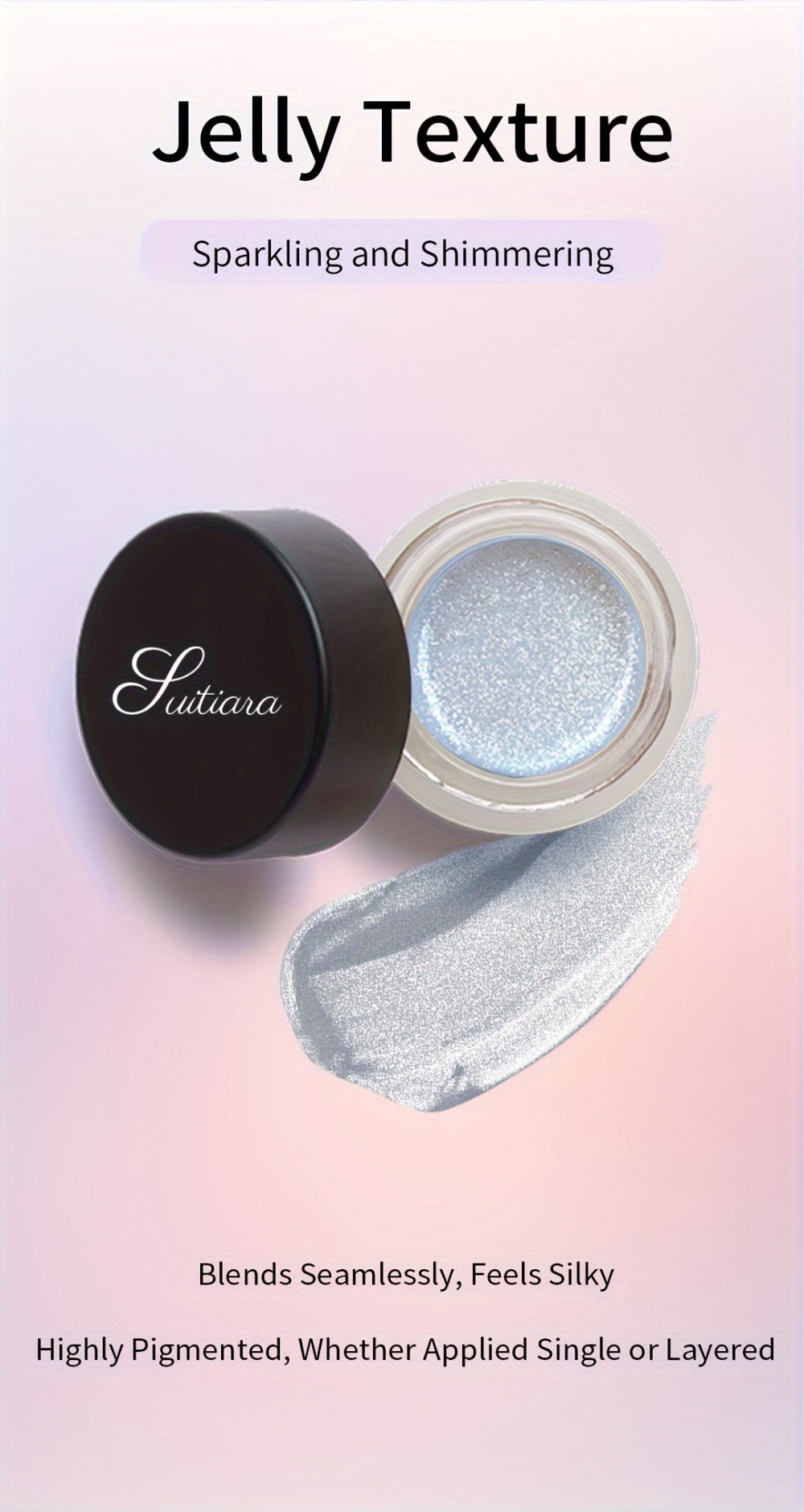 Shimmer Jelly Eyeshadow 2 Pack – Icy Cool Tone Frosty Glow Gel Eye Makeup, Long-Lasting Non-Creasing Blendable Formula, High Shine Luminous Finish for Holiday Party Glam