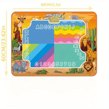 Water Canvas Drawing Mat for Kids Reusable Mess-Free – Magical Paint with Water Art Toy 80x60cm Ocean Animal Designs Screen-Free Creative Gift for Boys Girls Toddlers Ages 3+ Gift Box Option