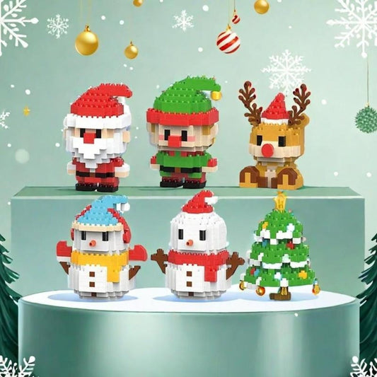 Christmas Building Blocks Party Set 1052 Pieces – 6 Boxes Santa Claus Mini Assembly Toy for Kids, Holiday Surprise Gift Bags for Boys & Girls, Christmas Party Favors & Stocking Stuffers