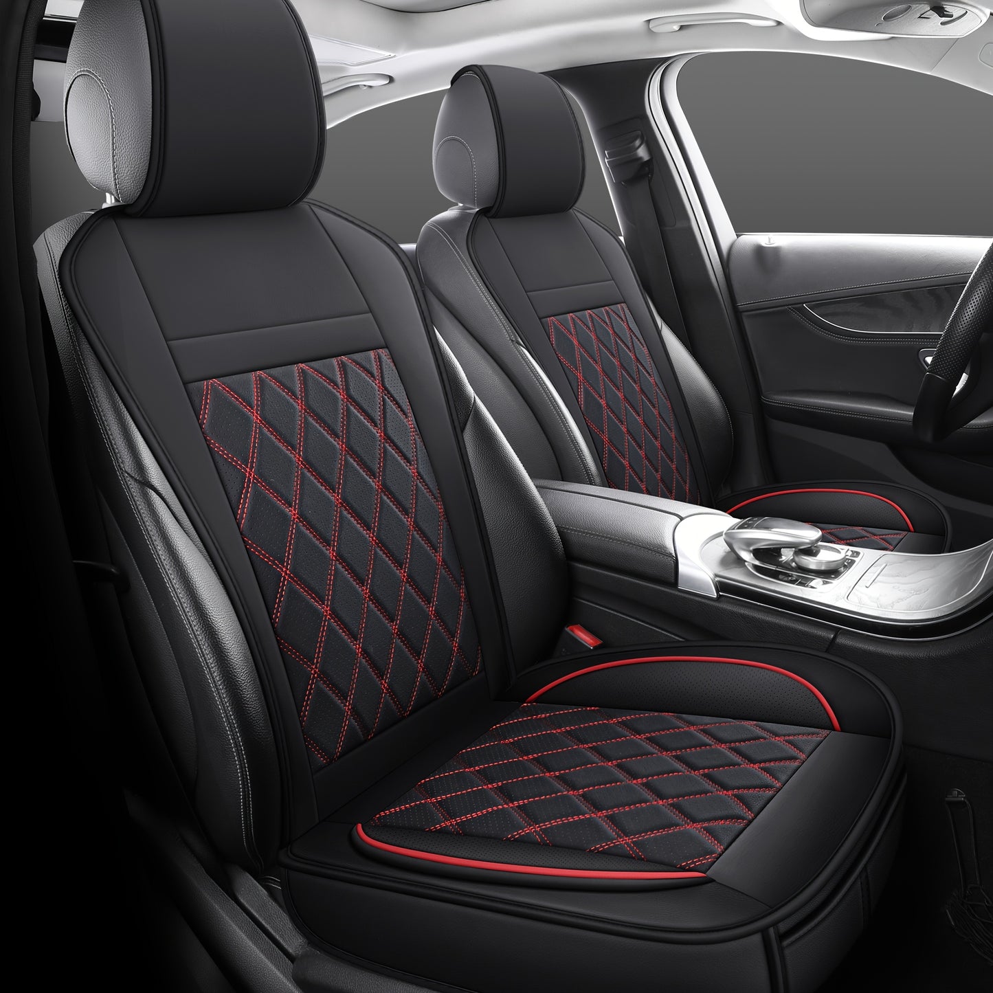 Car Seat Covers Front Pair with Full-Surround High-Back Design and Fifteen Color or Pattern Options