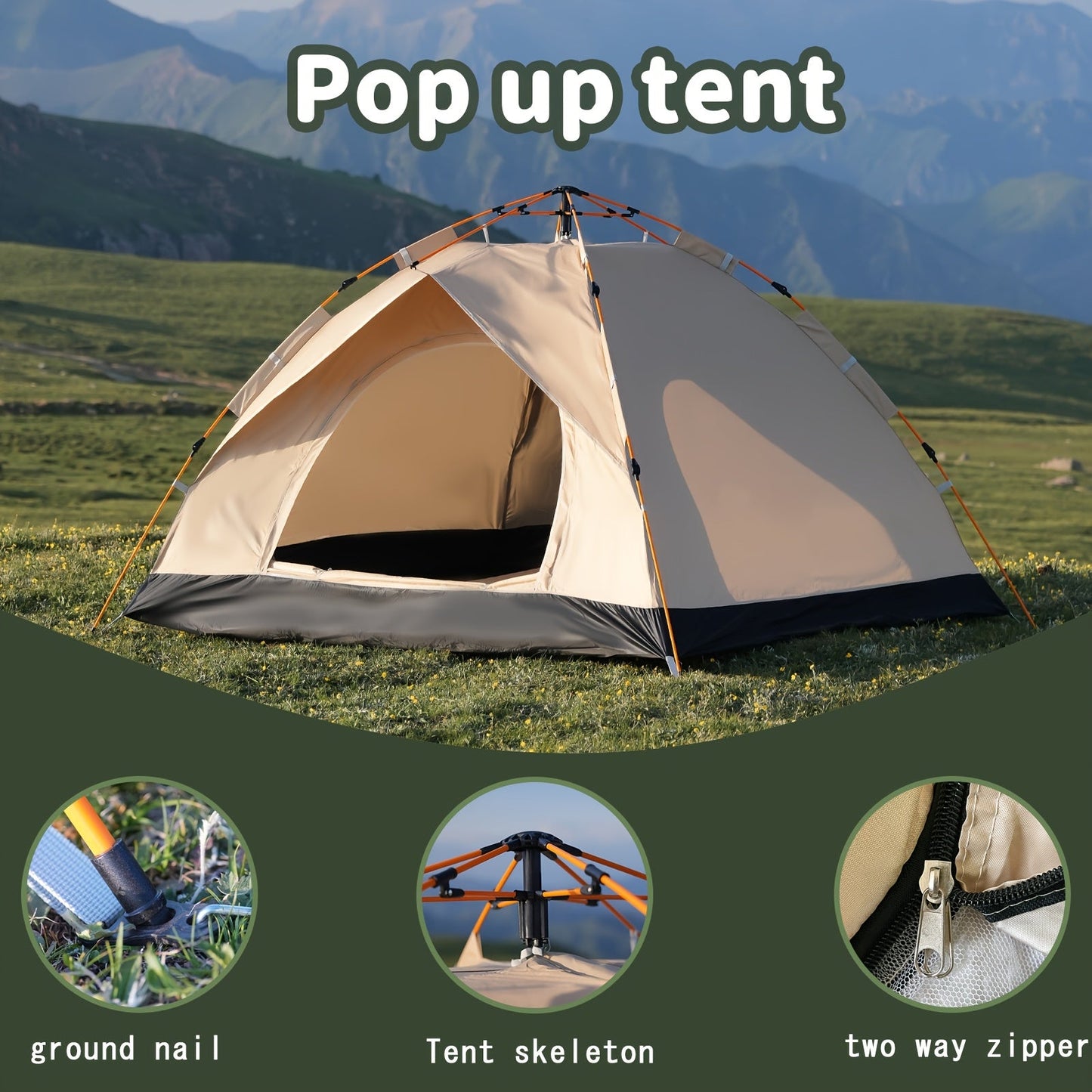 4 Person Camping Tent Automatic Quick Setup – 4-Season Outdoor Shelter