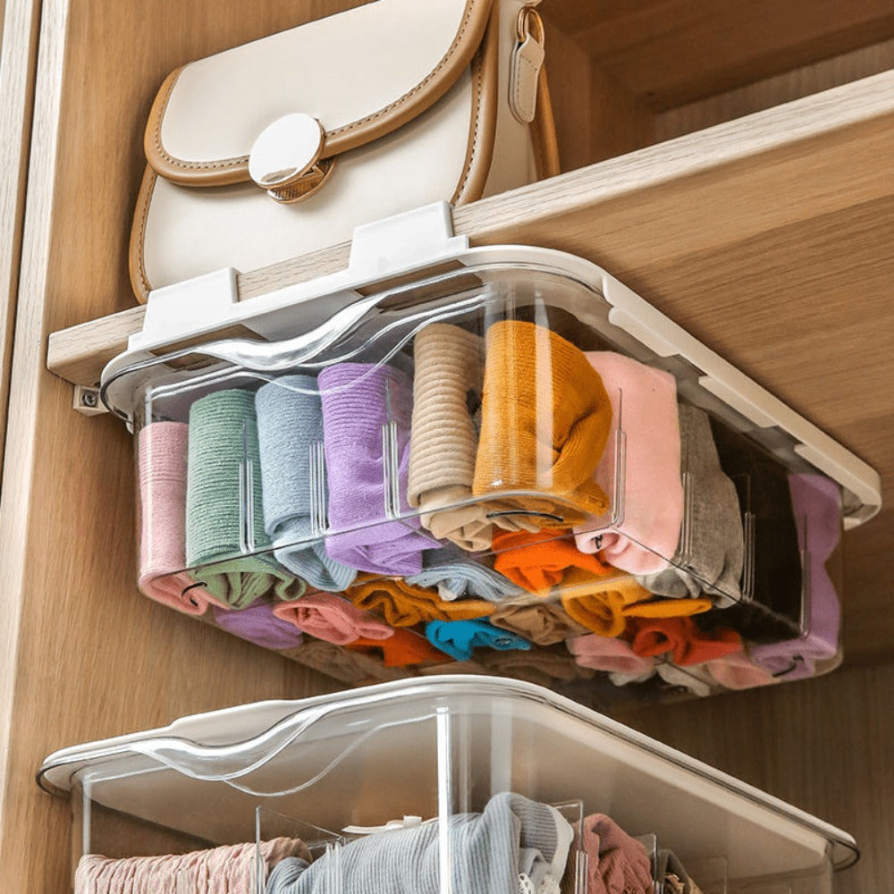 15-Compartment Wall-Mounted Underwear & Socks Hanging Storage Box – Waterproof Transparent Closet Organizer for Home, Durable Plastic Shelf Partitions