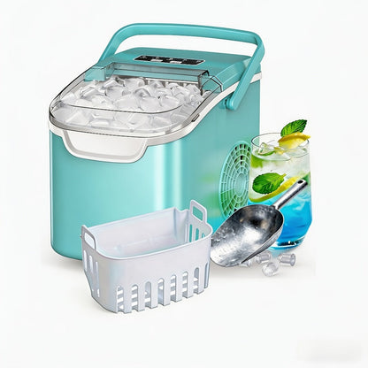 Portable Ice Maker Machine 26 Lbs/Day - Countertop Ice Maker Makes 8 Ice Cubes in 6 Minutes, 2 Ice Sizes, Self-Cleaning with Basket & Scoop for Home Kitchen Party Camping Bar RV, 4 Colors Available