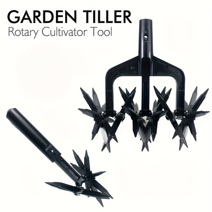 Manual Rotary Garden Cultivator Head with U-Shaped Frame and Detachable Star-Shaped Tine Wheels