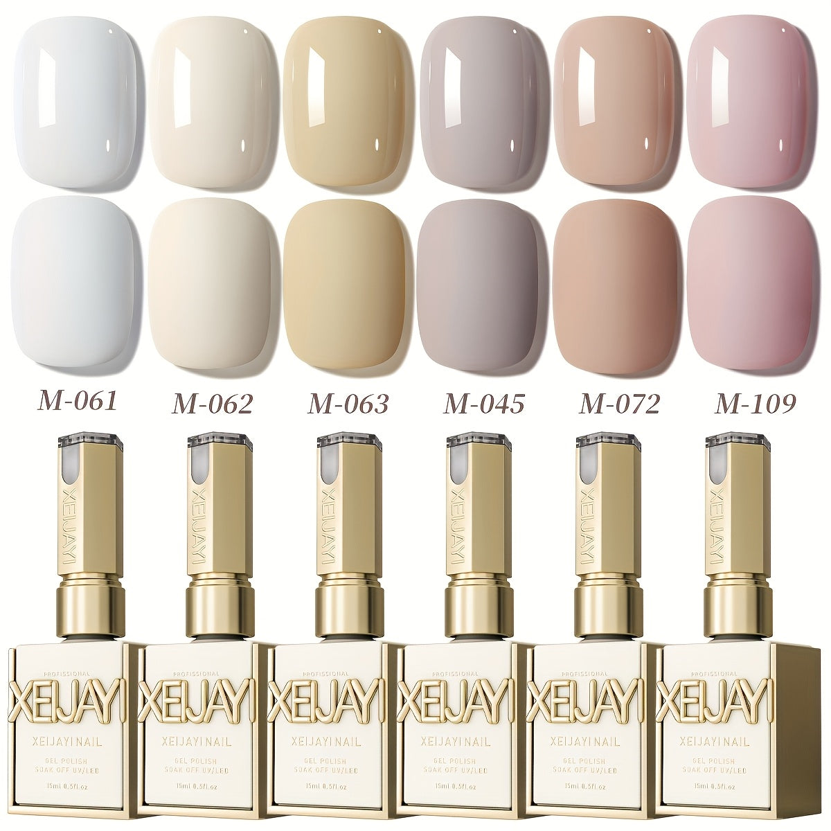 Gel Nail Polish Set 6 Colors White Shades Gentle White Collection - Milk Tea Cherry Blossom Pink Soak Off UV LED Long Lasting Spring Summer Nail Art Gel Polish for Women Salon Home DIY