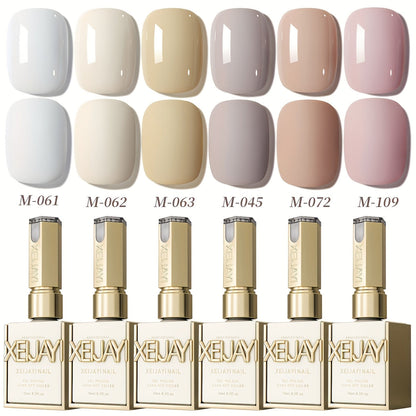 Gel Nail Polish Set 6 Colors White Shades Gentle White Collection - Milk Tea Cherry Blossom Pink Soak Off UV LED Long Lasting Spring Summer Nail Art Gel Polish for Women Salon Home DIY