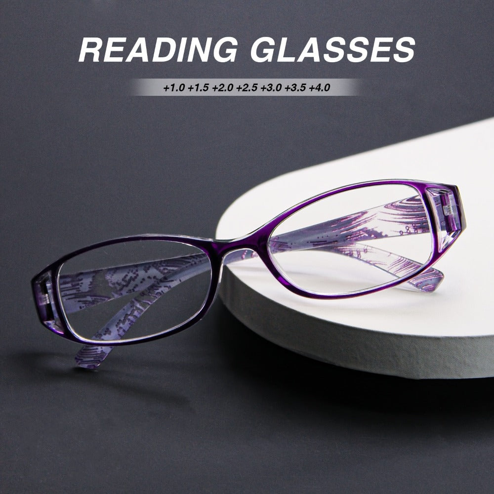 Reading Glasses – Sixteen-Pair Square-Frame Reader Set with Four Each in Purple, Blue, Brown and Black