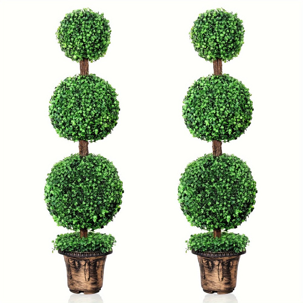 Two-Piece Artificial Boxwood Topiary Tree Set in 3-Foot Two-Ball or 4-Foot Three-Ball Designs