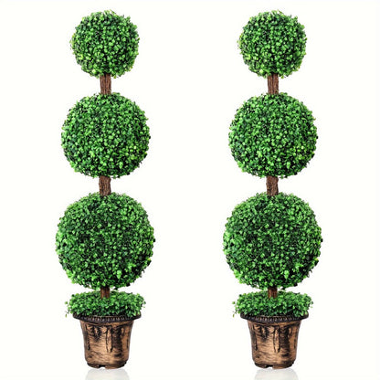 Two-Piece Artificial Boxwood Topiary Tree Set in 3-Foot Two-Ball or 4-Foot Three-Ball Designs