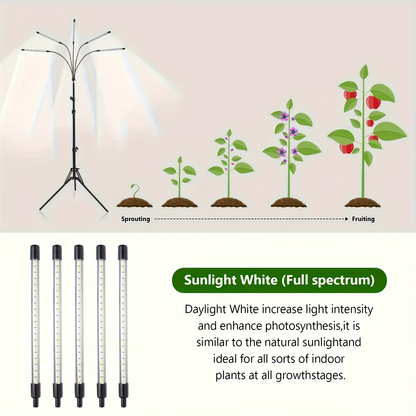 USB Tripod LED Plant Lamp with 4, 5 or 6 Flexible Heads and Adjustable 29-61in Floor Stand
