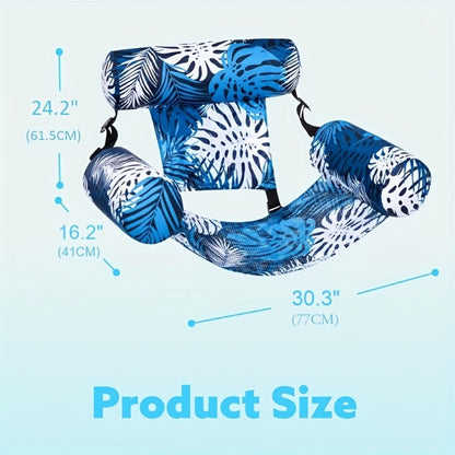 Leaf-Print Inflatable Pool Float Chair with Mesh Sling Seat in Blue, Blue-Green or Red-Cyan Checkout Options