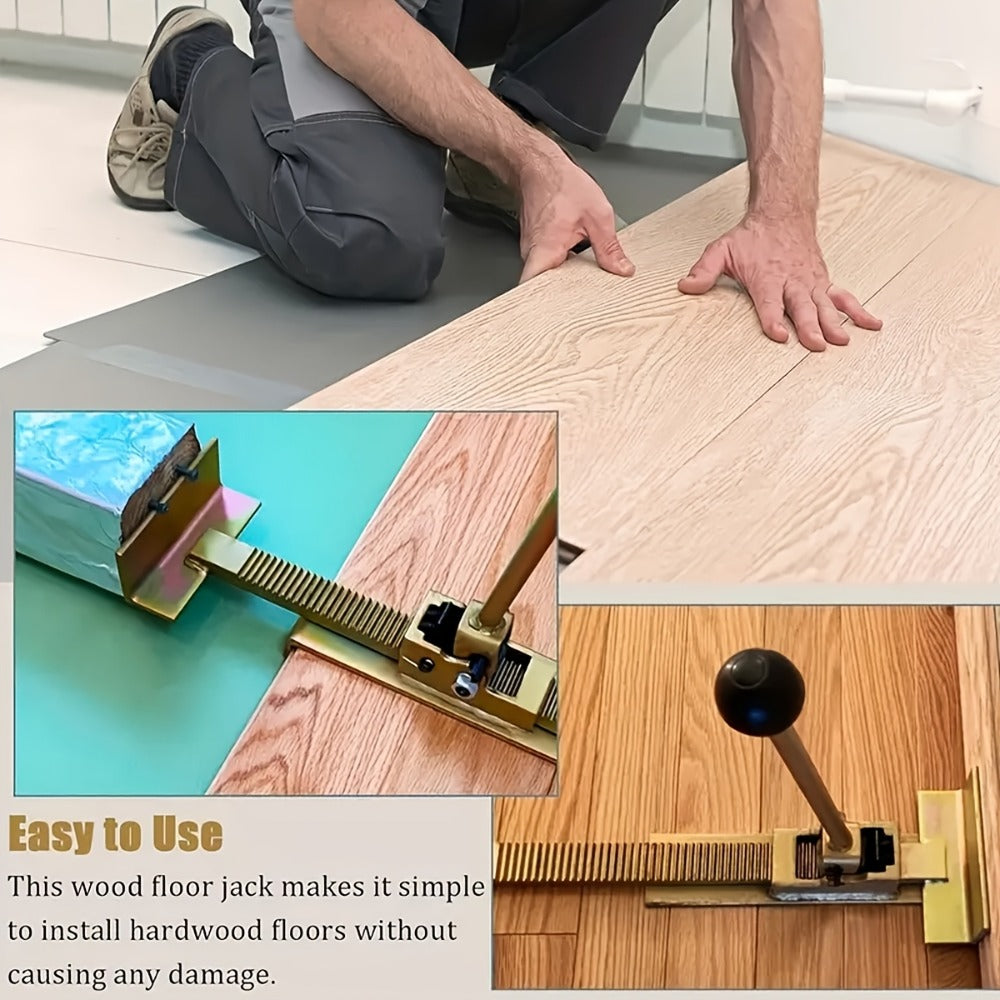 Hardwood Flooring Jack and Positioning Tool for Tongue-and-Groove, Laminate and Engineered Wood Installation