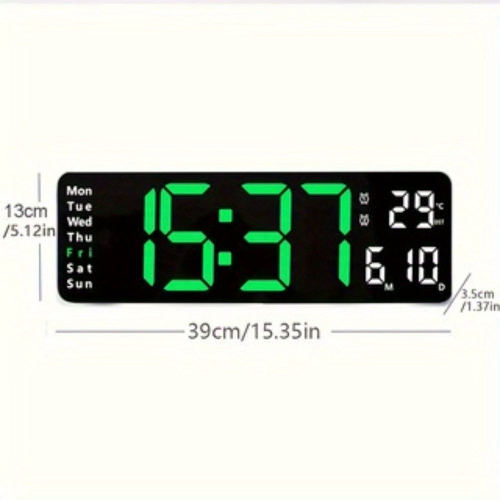 Digital Wall Clock with 16 Inch LED Color Display and Smart Auto-Dimming 10-Level Brightness