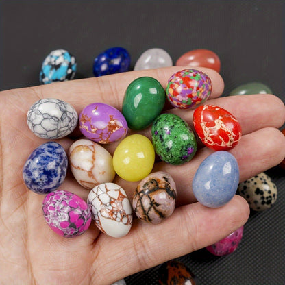 Thirty-Piece Mixed-Pattern Polished Egg-Shaped Stone Set for Bowls, Shelves, Crafts and Seasonal Displays
