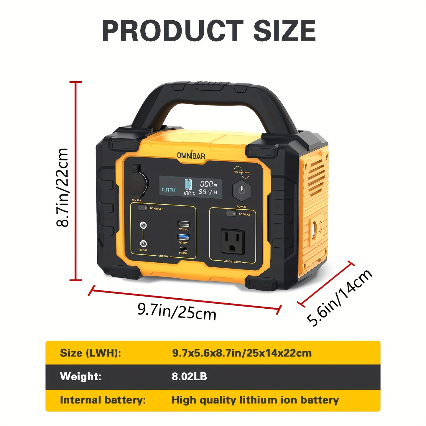 Camping Power Station 294Wh 300W (Peak 600W) – 120V AC Outlets, DC Ports, LED Flashlight, Lithium Battery Backup for Home, Travel, Outdoor & Blackout Emergencies