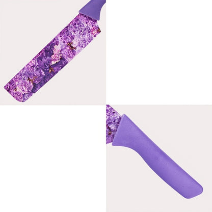 Kitchen Knife Set 6 Piece with Floral Pattern, High Carbon Stainless Steel Chef Knife Set with Ergonomic Handle, Sharp Meat Cleaver Bread Knife Scissors Peeler, Colorful Cooking Knife Gift Set for Women Men
