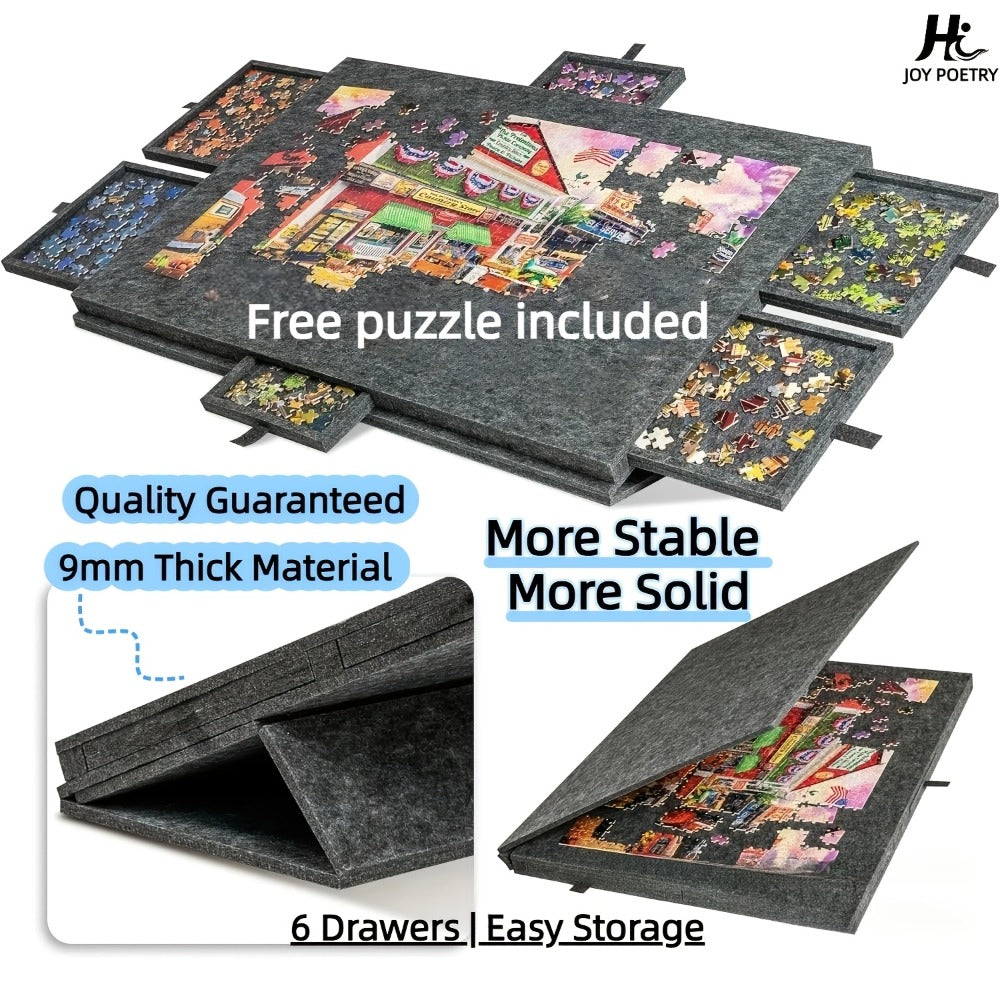 Portable Puzzle Board with Anti-Slip Surface – Fits 1000 & 1500 Piece Puzzles, Lightweight Jigsaw Puzzle Table for Storage & Family Game Night, Dark Gray / Light Gray, 30x21" or 35x24"