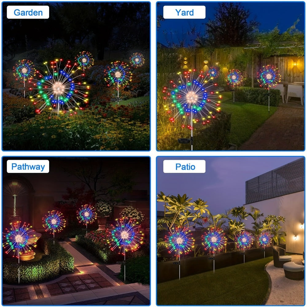 Solar Fireworks Lights Outdoor – 60 to 420 LED Solar Garden Fairy Lights with 8 Modes, Waterproof Copper Wire Sparkler Lights for Garden, Patio, Yard, Pathway & Holiday Decoration
