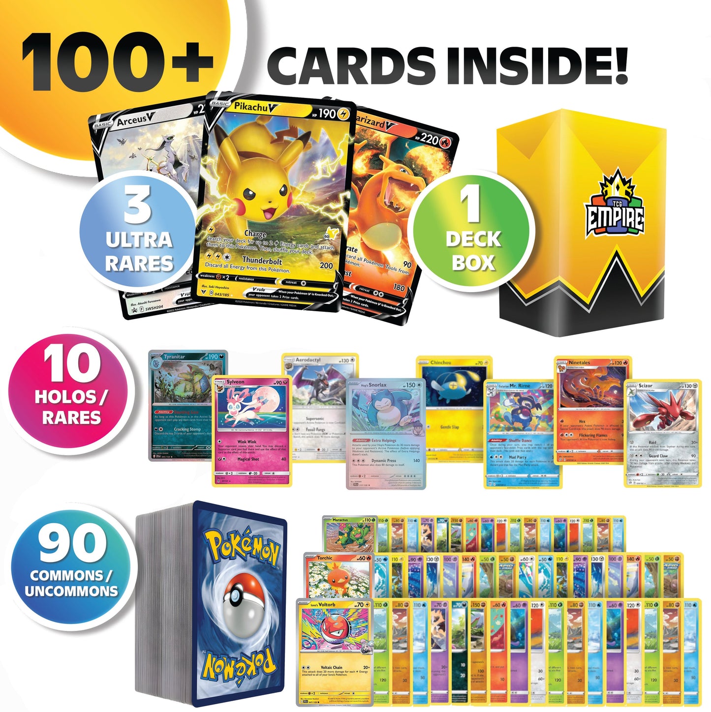 Trading Card Game 100-Plus Card Assortment with Character Artwork and Included Storage Box