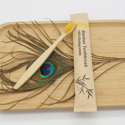 20-Piece Bamboo-Labeled Toothbrush Set with Individually Wrapped Handles and Mixed Bristle Colors