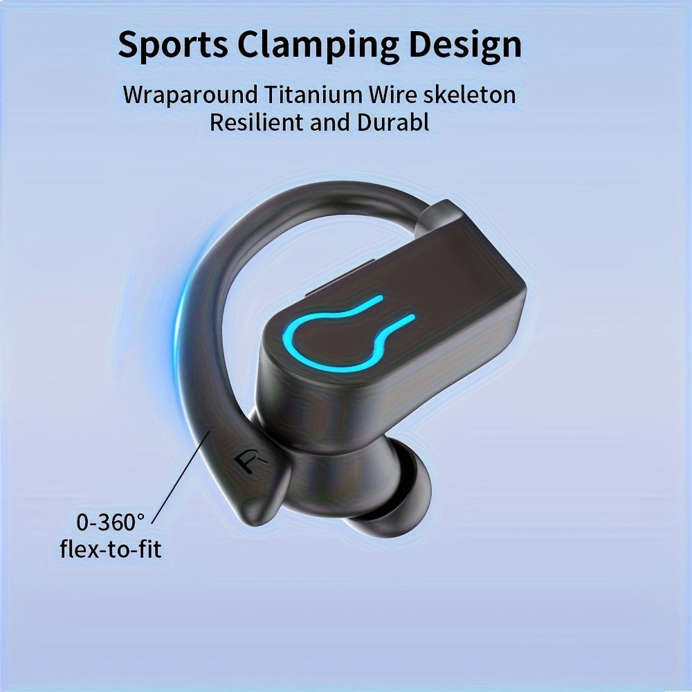 Wireless Earbuds TWS Earhooks with Semi-Open Back, ENC Calls, LED Case and Touch Volume in Two Colors