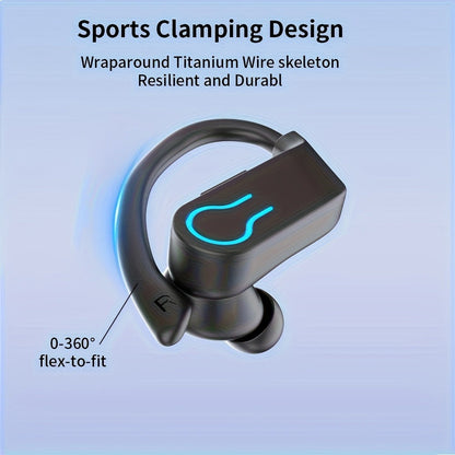 Wireless Earbuds TWS Earhooks with Semi-Open Back, ENC Calls, LED Case and Touch Volume in Two Colors