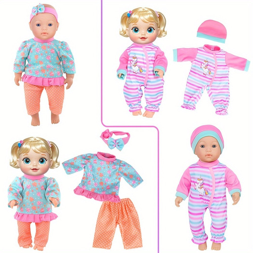 10-Outfit Doll Clothes Set for 10–14-Inch Baby Dolls with Sleepers, Dresses, Tops, Pants and Headwear