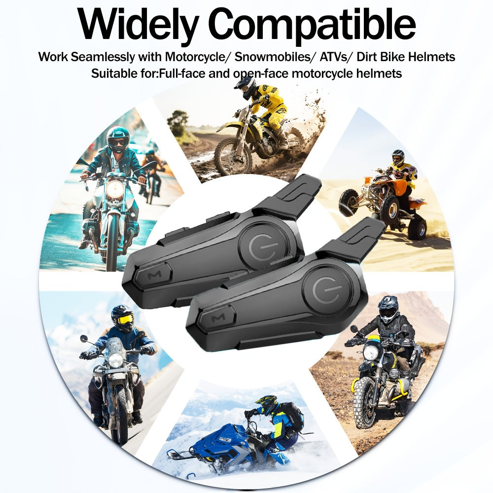 Motorcycle Helmet Bluetooth Intercom Headset – Wireless Real-Time 2-Rider Communication, Compatible with Full Face, 3/4 & Open Face Helmets, Hard Mic & Soft Mic Included, X1 Pro Max